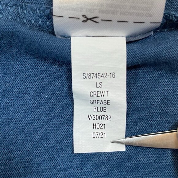 GAP Everyday Long-Sleeve Tee Shirt T-Shirt 100% Cotton Grease Blue NWT Sz L - Picture 9 of 11